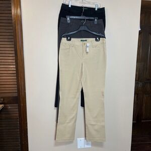 Lauren Ralph Lauren Womens Straight Leg Pants Bundle 3 Pairs Black Grey Tan 8